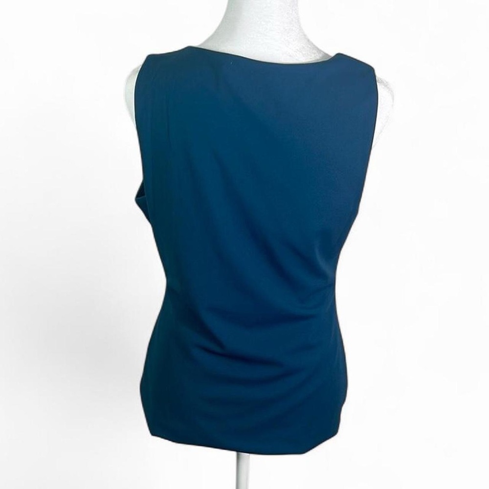 White House Black Market Blue Ruffled Sleeveless Blouse Size Small - Picture 4 of 8